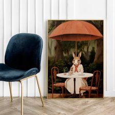 Plakat Przerwa na herbatę  - format 50x70 cm zajączek grafika ilustracja