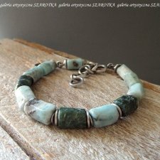 BLUE-GREEN bransoletka z larimaru, serafinitu i srebra