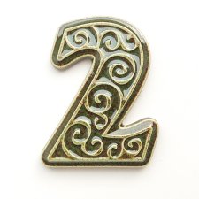 Numer mieszkania, cyfra 2, zielono-brązowa