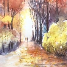 Dwie przyjaciółki na spacerze 42*30cm Original Akwarela A3
