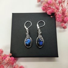 Kolczyki Labradoryt stal chirurgiczna handmade wirewrapping