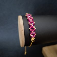 Bransoletka "Crystal Square Fuchsia" z Koralików i Kryształków Preciosa