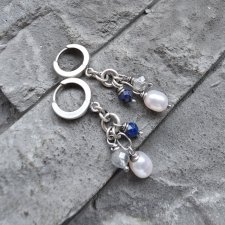 Perła, lapis, labradoryt - kolczyki