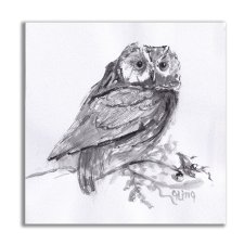 Sowa. Grafika ręcznie malowana