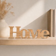 Drewniany napis Home, dekoracyjny, na ścianę lub do postawienia, z litego drewna, dębowy, dąb, napis z drewna