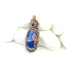 Wisiorek z niebieskim agatem wire wrapping