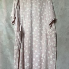 100 % Linen - ZELANTE - pudrowy róż groszki kieszenie rozmiar 44