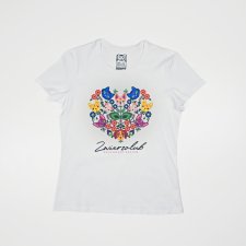 T-shirt damski - Zwierzolub - pieski kotki - wzór folkowy - L