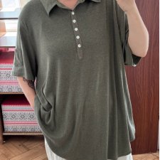 Khaki polo Avenue 30/32 Plus Size krótki rękaw kieszeń 9XL / 58 / 30
