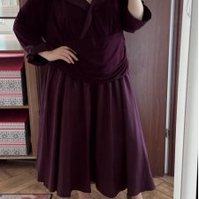 Jessica Howard Bordowa Sukienka Midi Plus Size 24W z Kołnierzem 6XL / 52 / 24