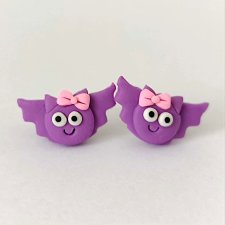 Fioletowe kolczyki nietoperze kawaii