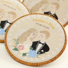 Ślubna, indywidualna dedykacja, haft w oprawie vintage