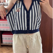 Popeye x Unique Vintage Top w Paski Plus Size 5XL / 50 / 22