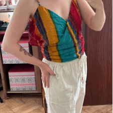 Cider Kolorowy Top w Paski z Wiązaniem Plus Size 4XL / 48 / 20