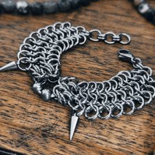 Bransoletka chainmaille ze stali chirurgicznej z kolcami gothic dark edgy