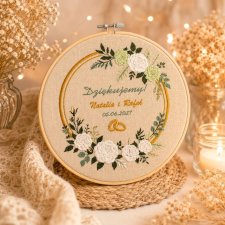 Ślubne podziękowania dla Rodziców haft w tamborku 23 cm