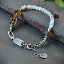 Bransoletka z akwamarynu i kwarcu miodowego