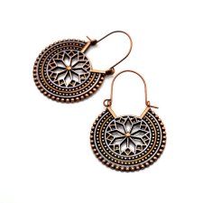 Kolczyki miedź orientalne boho etno filigrany z emalią